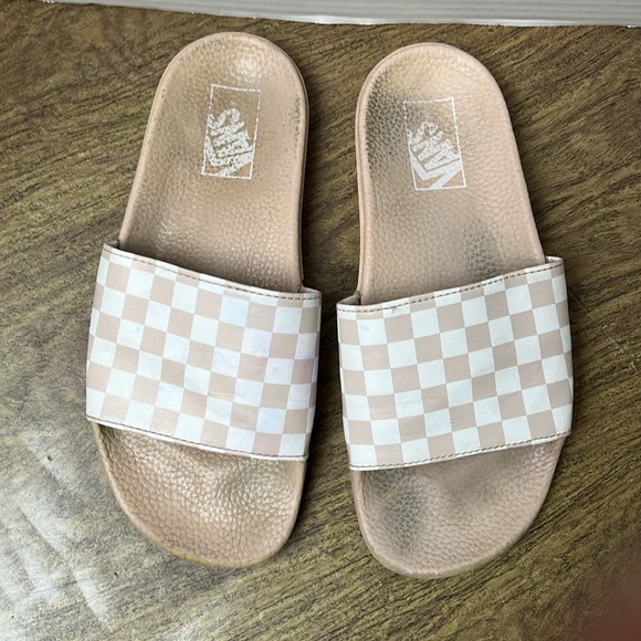 Vans Sepia Rose Checkered Slides Size 8 - Picture 3 of 11